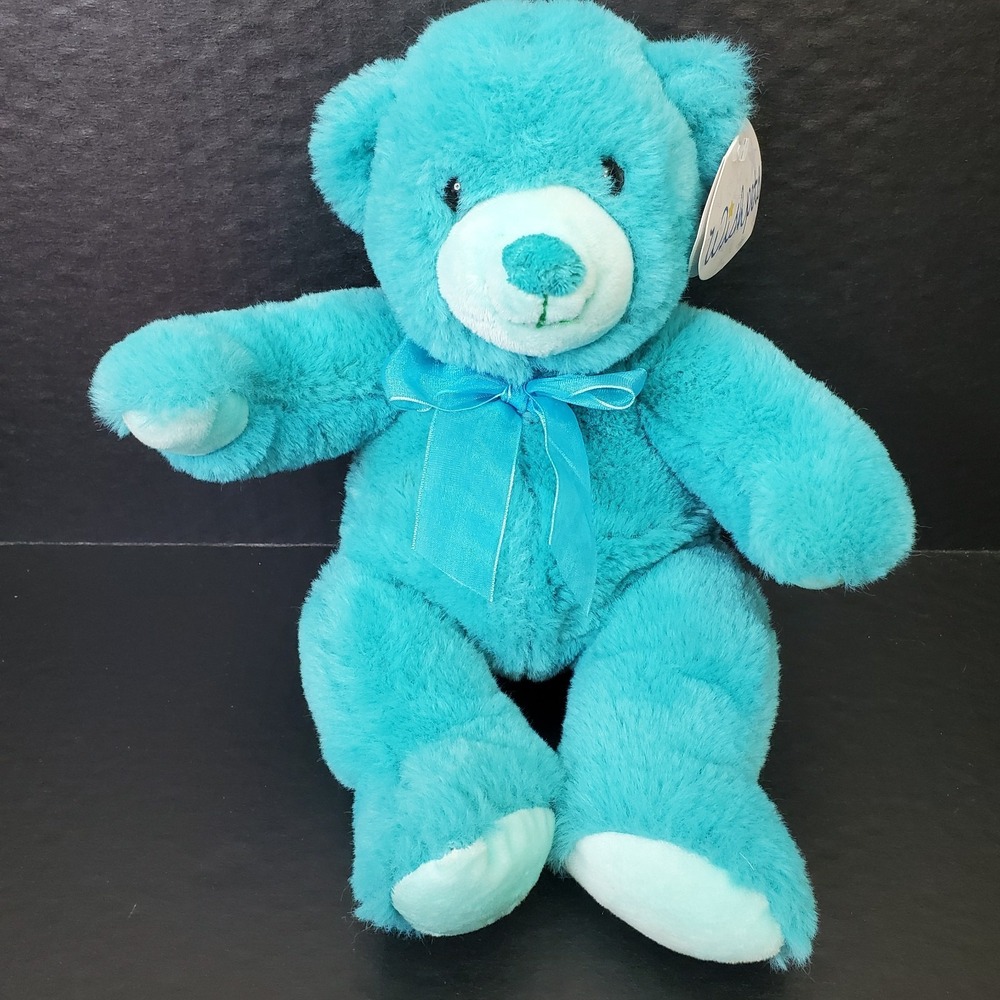Wishpets Blueberry Plush Teddy Bear 11" Stuffed‎ Animal 2010 #42003 Blue Teal
